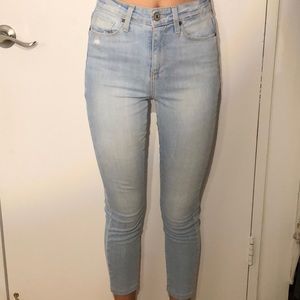 PAIGE DENIM LIGHT WASHED HIGH WAISTED SKINNY JEANS